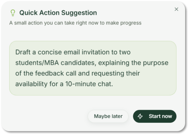 Quick Action Suggestion modal